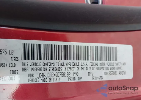 2016 Jeep Compass Latitude from USA, damaged, VIN 1C4NJDEBXGD758192